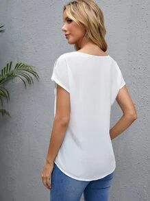 SHEIN Clasi 多臂網蝙蝠翼袖上衣 - 白色 - 查看 2