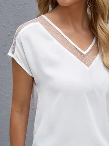 SHEIN Clasi 多臂網蝙蝠翼袖上衣 - 白色 - 查看 5