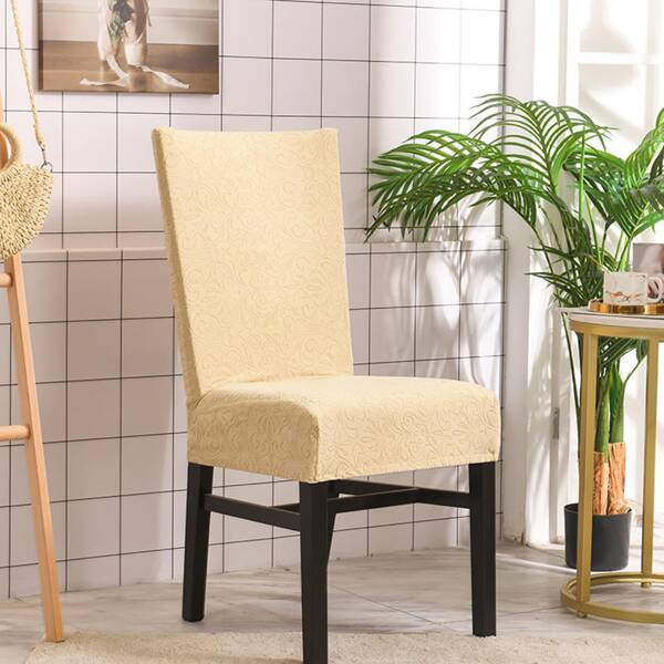 

Embossed Pattern Stretchy Chair Cover, Apricot