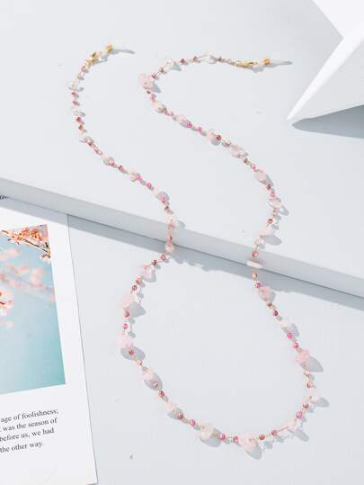 Boho 1pc Multicolor Stone Decor Eyeglass Chain Suitable For Daily Wear Pink Valentine's Day Valentines