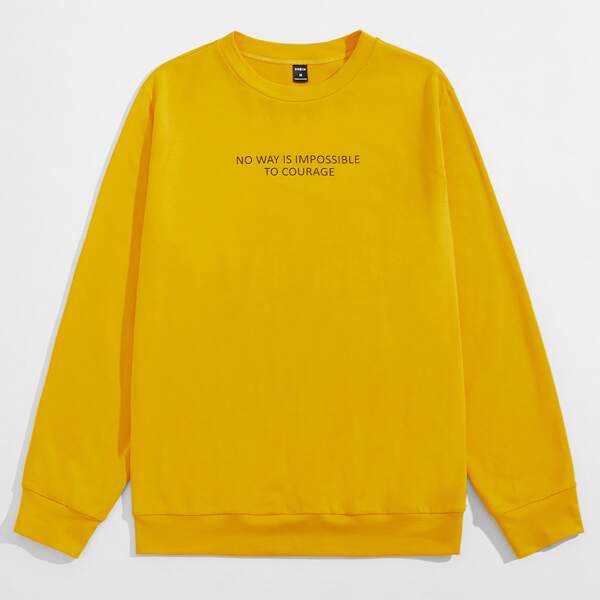 

Men Slogan Graphic Sweatshirt, Yellow