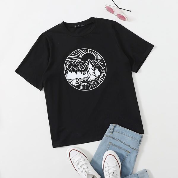 

Graphic Print Tee, Black