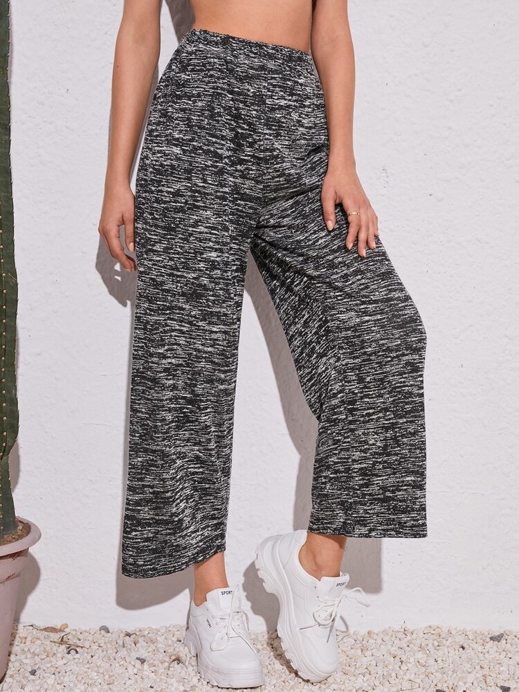 高腰闊腿褲 - 灰色 - 查看 1