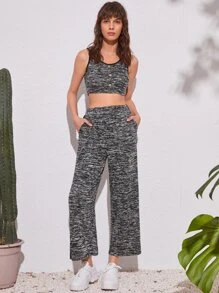 High Waist Wide Leg Trousers - Grey - View 5