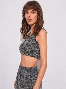 SHEIN Essnce Áo hai dây Nút phía trước màu trơn Giải trí - Xám - Xem 3