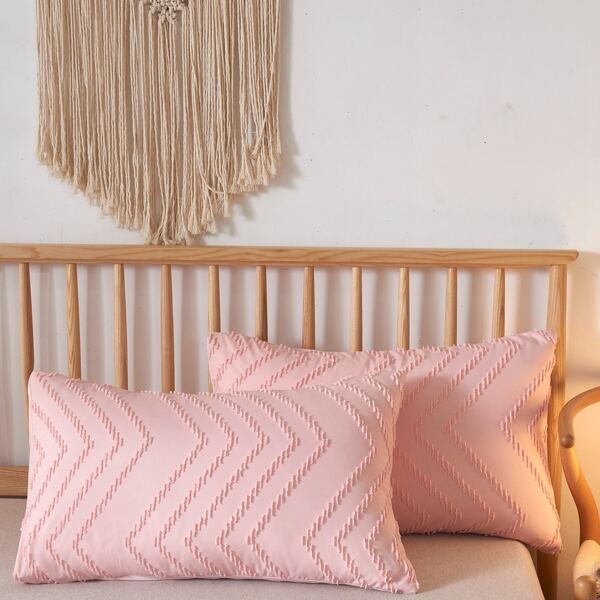 

1pair Chevron Design Pillowcase Without Filler, Pink