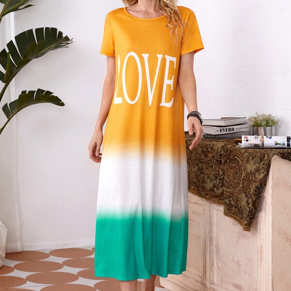 

Letter Graphic Ombre Dress, Multicolor