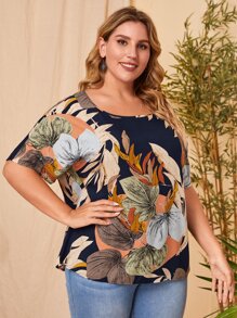 EMERY ROSE Plus Tropical Print Top - Multicolor - View 4