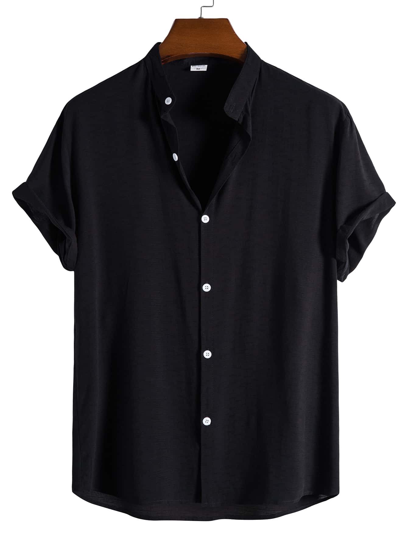 Manfinity Homme Men Solid Button Through Shirt - Black - View 1