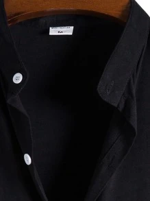 Manfinity Homme Men Solid Button Through Shirt - Black - View 4
