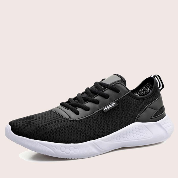 

Men Lace-up Front Sneakers, Black and white