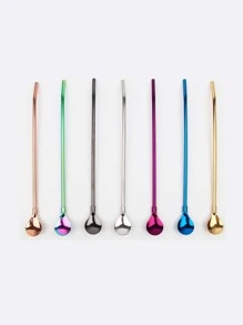 1pc Or 2pcs Stainless Steel Straw & Stirring Multifunctional Spoon - Multicolor - View 4