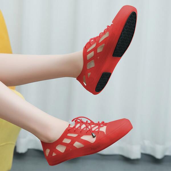 

Lace-up Front Hollow Out Water Shoes, Red