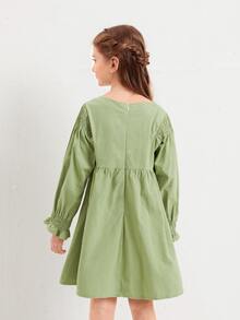 Girls Flounce Sleeve Zip Back Dress