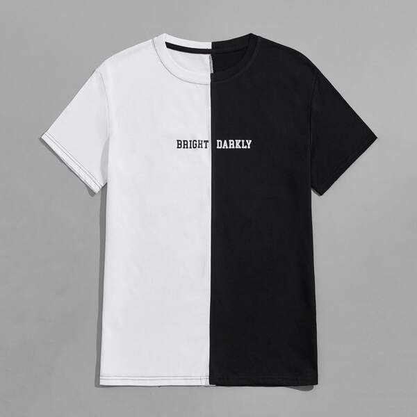 

Guys Letter Two Tone Tee, Black and white