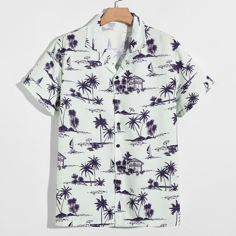 

Guys Tropical Graphic Button Front Shirt, Multicolor
