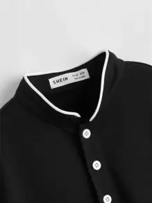 Tween Boy Baseball Collar Half Button Polo Shirt