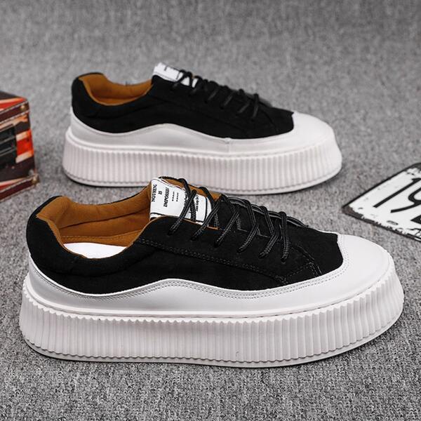 

Men Two Tone Canvas Shoes, Black and white