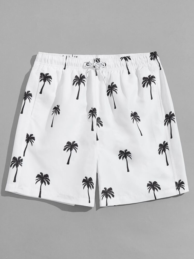 Surfspeed Shorts de baño con cordón estampado tropical para hombres, estilo hawaiano - Blanco - Añade 5