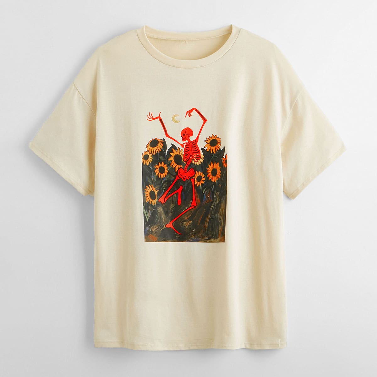 

Skull & Sunflower Graphic Tee, Apricot