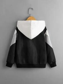SHEIN Chamarra con capucha con cremallera de color combinado - Multicolor - Ver 2