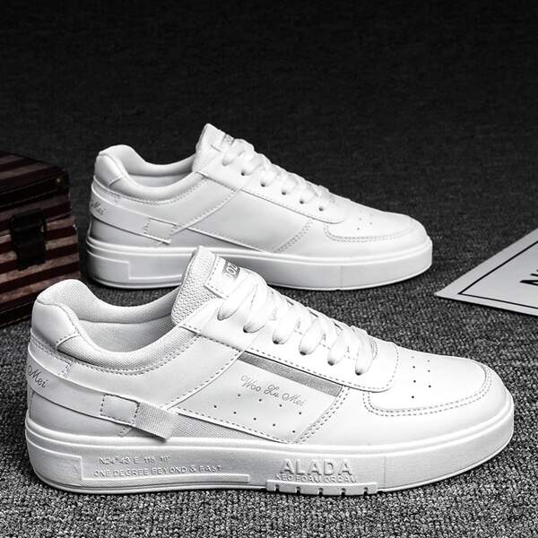 

Men Letter Graphic Lace Up Front Skate Shoes, White