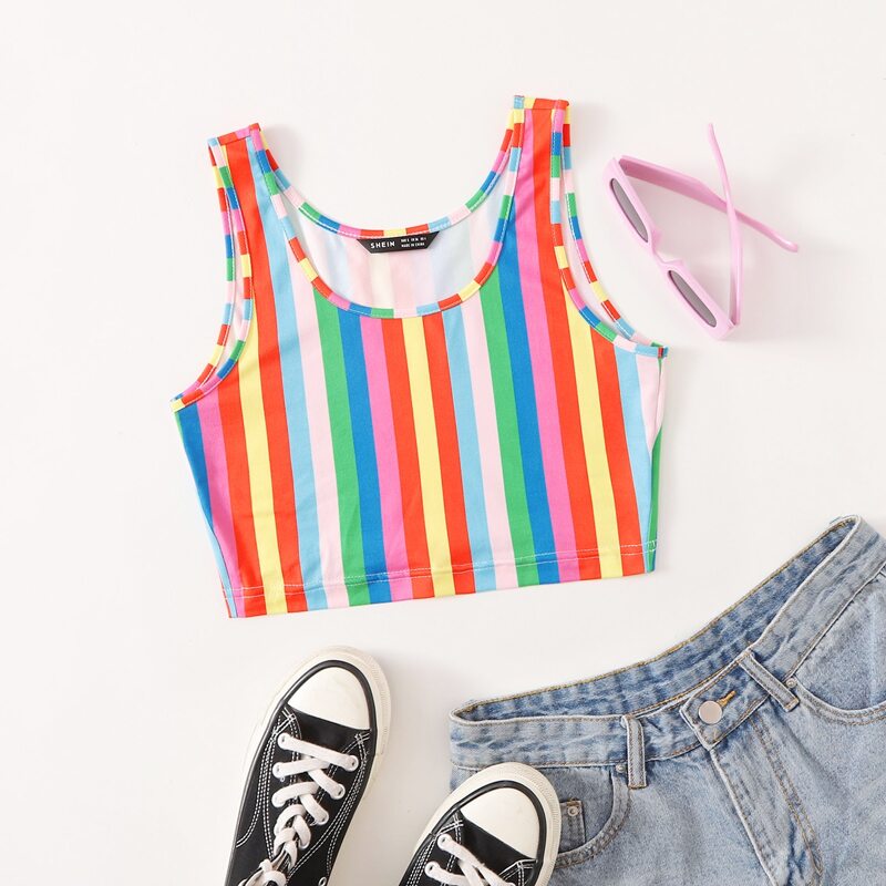 

Rainbow Striped Tank Top, Multicolor