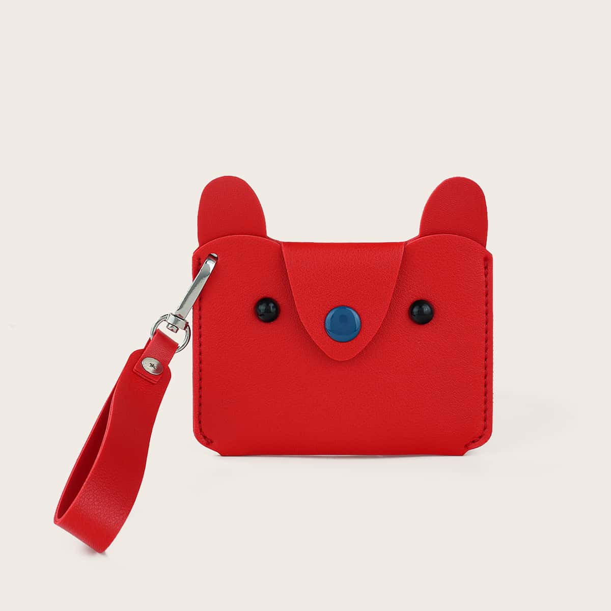 

Snap Button Card Holder, Red