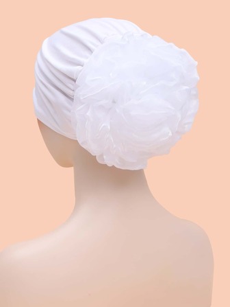 Women Solid Color 3D Floral Knit Hair Beanie