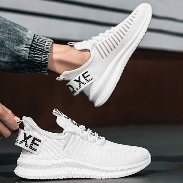 

Men Letter Graphic Light-Weight Sneakers, White