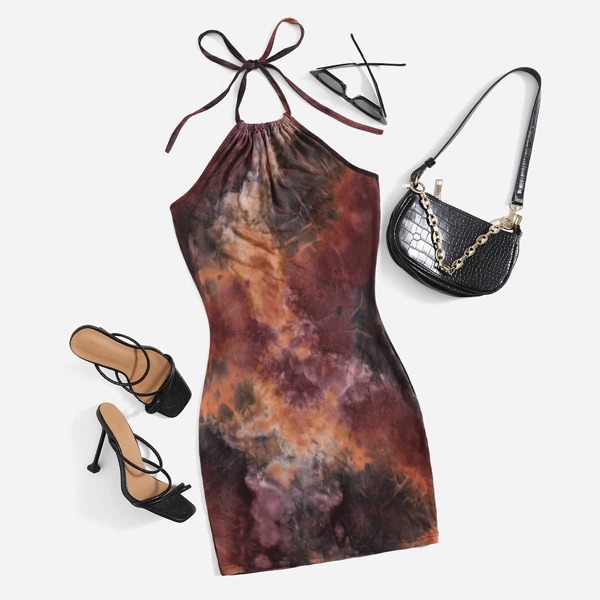 

Tie Dye Halterneck Bodycon Dress, Multicolor