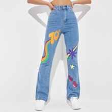 Number Cartoon Graphic Jeans