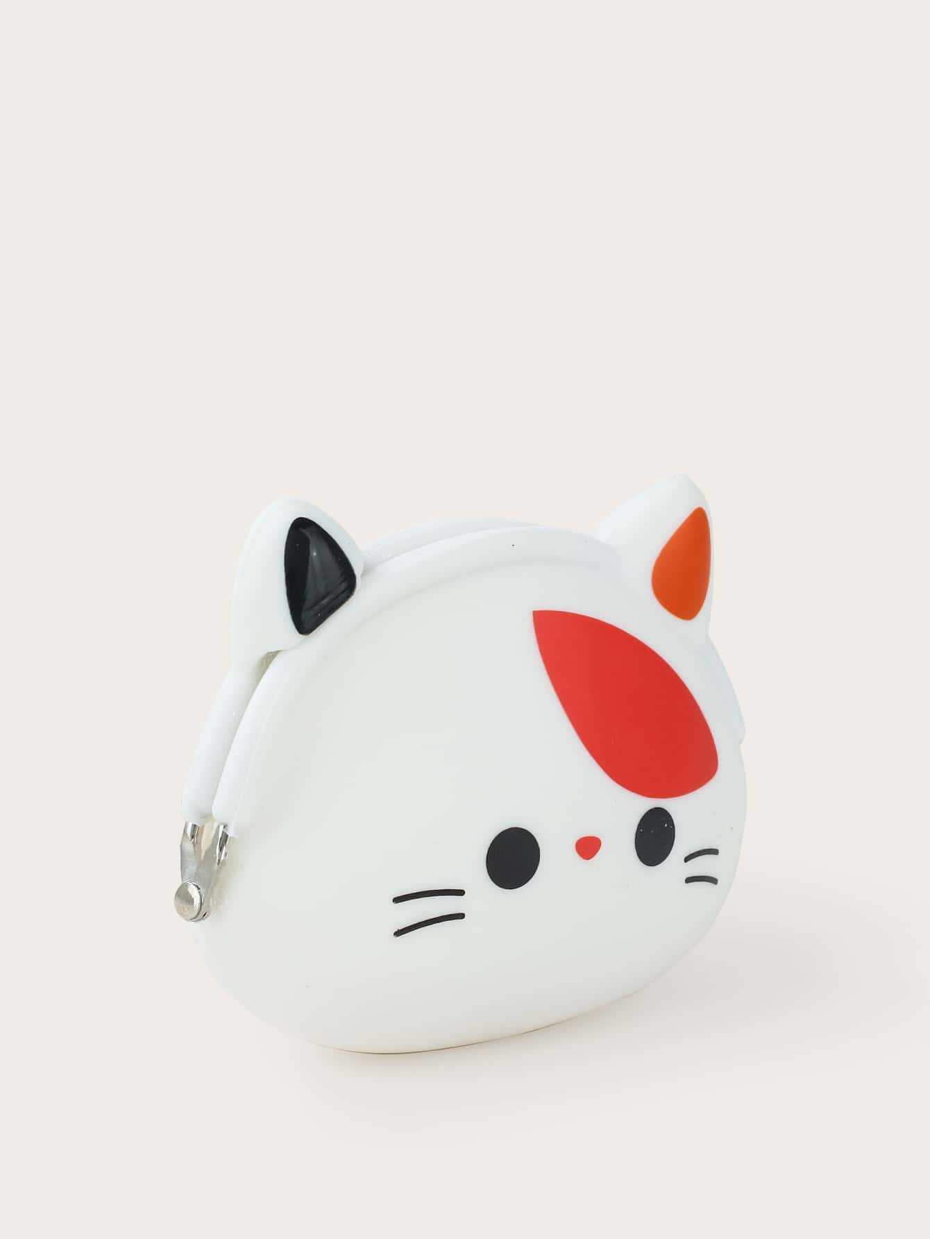 Cartoon Cat Design Coin Case - White - View 2