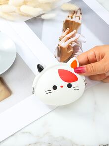 Monedero con diseño de gato - Blanco - Ver 5
