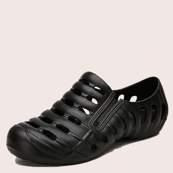 

Men Hollow Out Slip On Vented Clogs, Black
