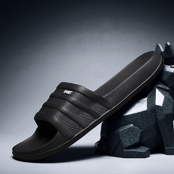 

Men Letter Graphic Slides, Black