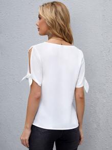 SHEIN Clasi V Neck Leopard Print Split Sleeve Top