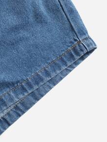 Shorts en mezclilla de cintura elástica - Azul lavado medio - Ver 5
