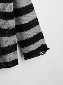 Muchica 條紋破洞套頭毛衣 - 彩色 - 查看 3