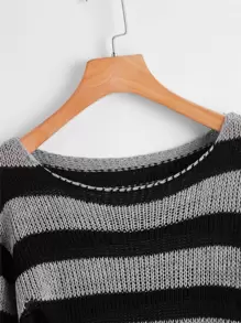 Muchica 條紋破洞套頭毛衣 - 彩色 - 查看 4