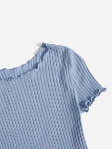 SHEIN EZwear 羅紋生菜邊緣貼身上衣