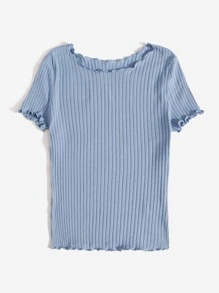 SHEIN EZwear 羅紋生菜邊緣貼身上衣