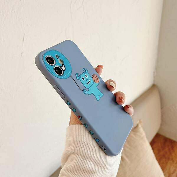 

Cartoon Monster Print Phone Case, Blue