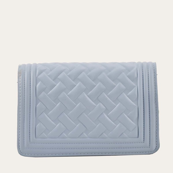 

Braided Embossed Chain Crossbody Bag, Blue