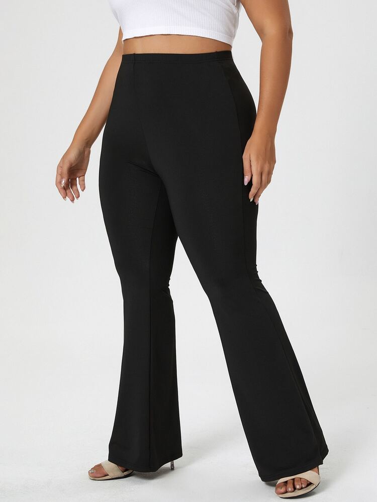 SHEIN Franclia Pantalones de pierna amplia unicolores - Negro - Añade 3