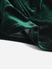 Muchica Surplice Neck Velvet Crop Cami Top - Dark Green - View 6