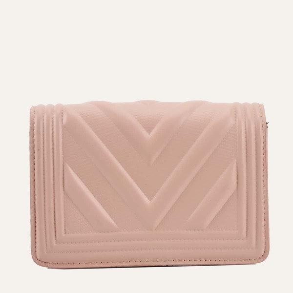 

Chevron Flap Chain Crossbody Bag, Pink