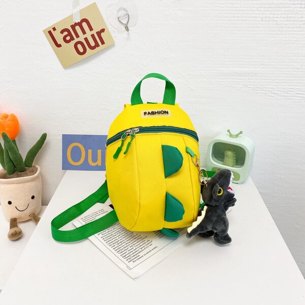 

Boys Cartoon Dinosaur Design Anti-lost Backpack, Yellow