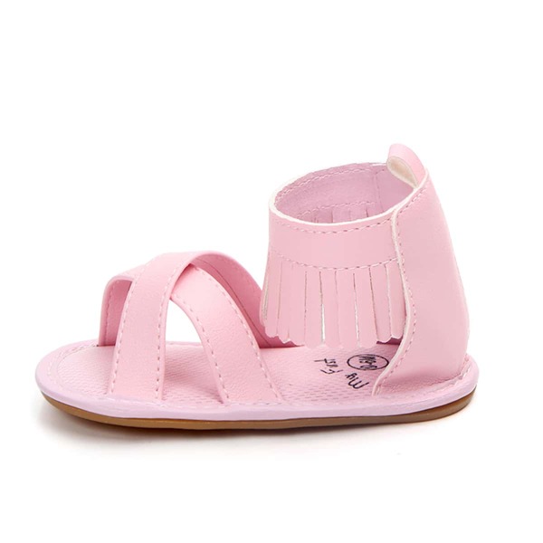 

Baby Girl Fringe Trim Ankle Strap Sandals, Pink