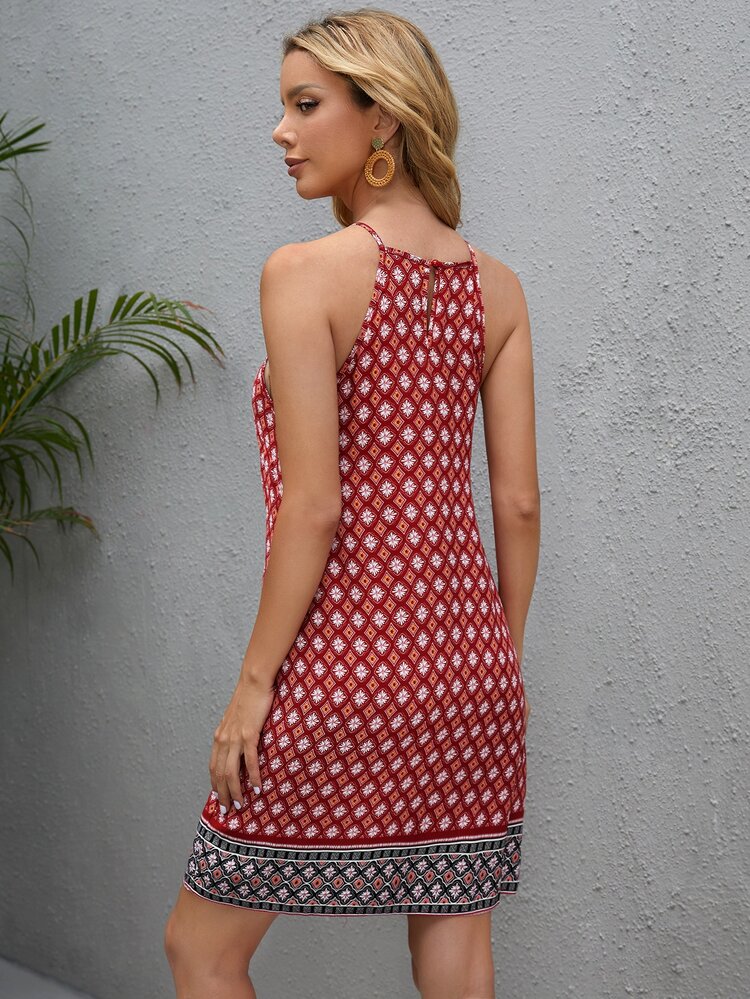 SHEIN VCAY Allover Floral Print Cami Dress - Burgundy - View 2